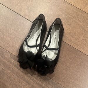 Nordstrom Black Flats with Floral Accent